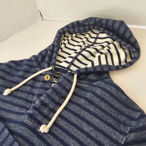 J. Crew Mercantile Striped Hoodie | Blue Marled Cotton Pullover Women’s Small - Picture 3 of 5